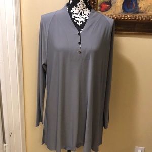 🕊️Sun Kim Flattering Comfy long-sleeved side split hem, partial buttoned tunic